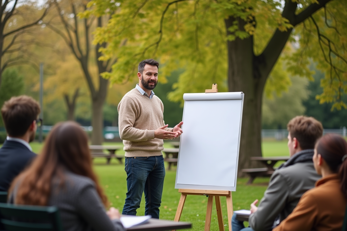 Homme coach en extérieur lors d