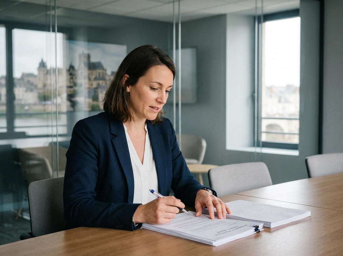Femme concentrée lors d'un séminaire à Châtellerault