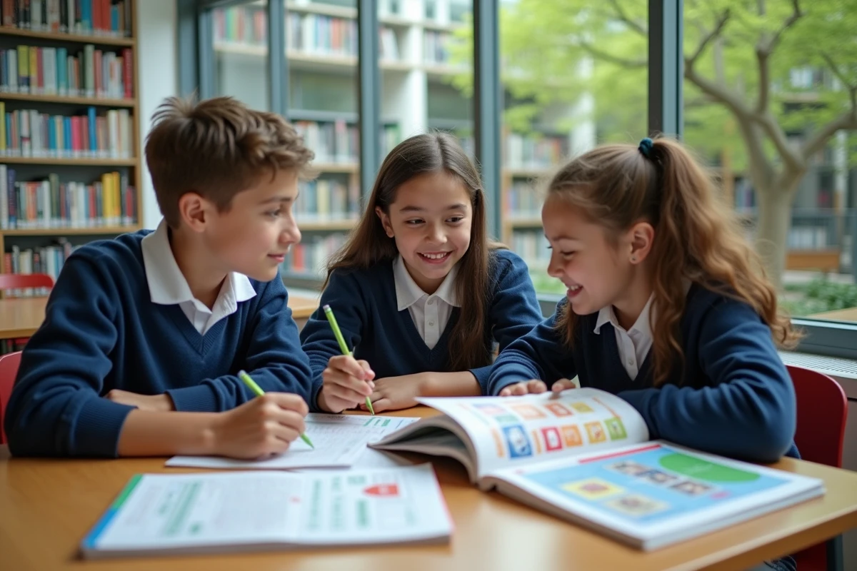 Trois adolescents discutant autour d