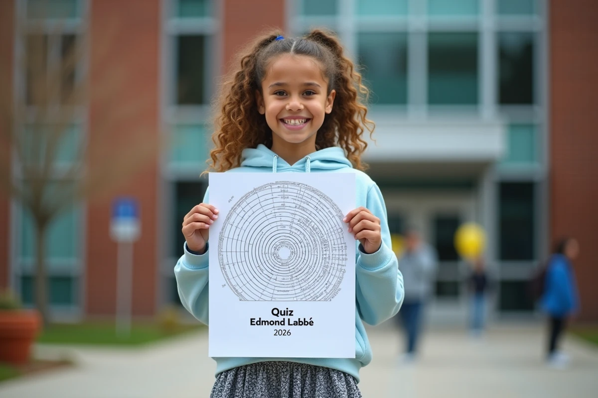 Jeune fille fière posant avec un poster Pi devant l