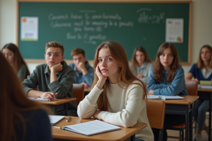 Jeunes adolescents en classe en France