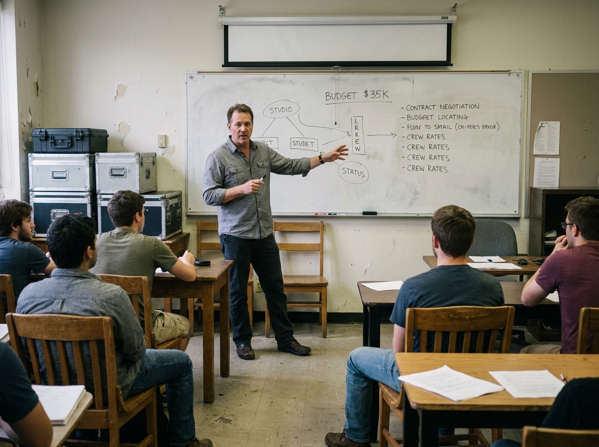 Professeur d'une école privée de cinéma enseignant les réalités économiques de l'industrie audiovisuelle à ses étudiants